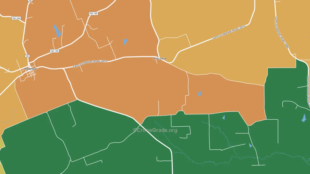 Apolonia, TX Map of Robbery Rates