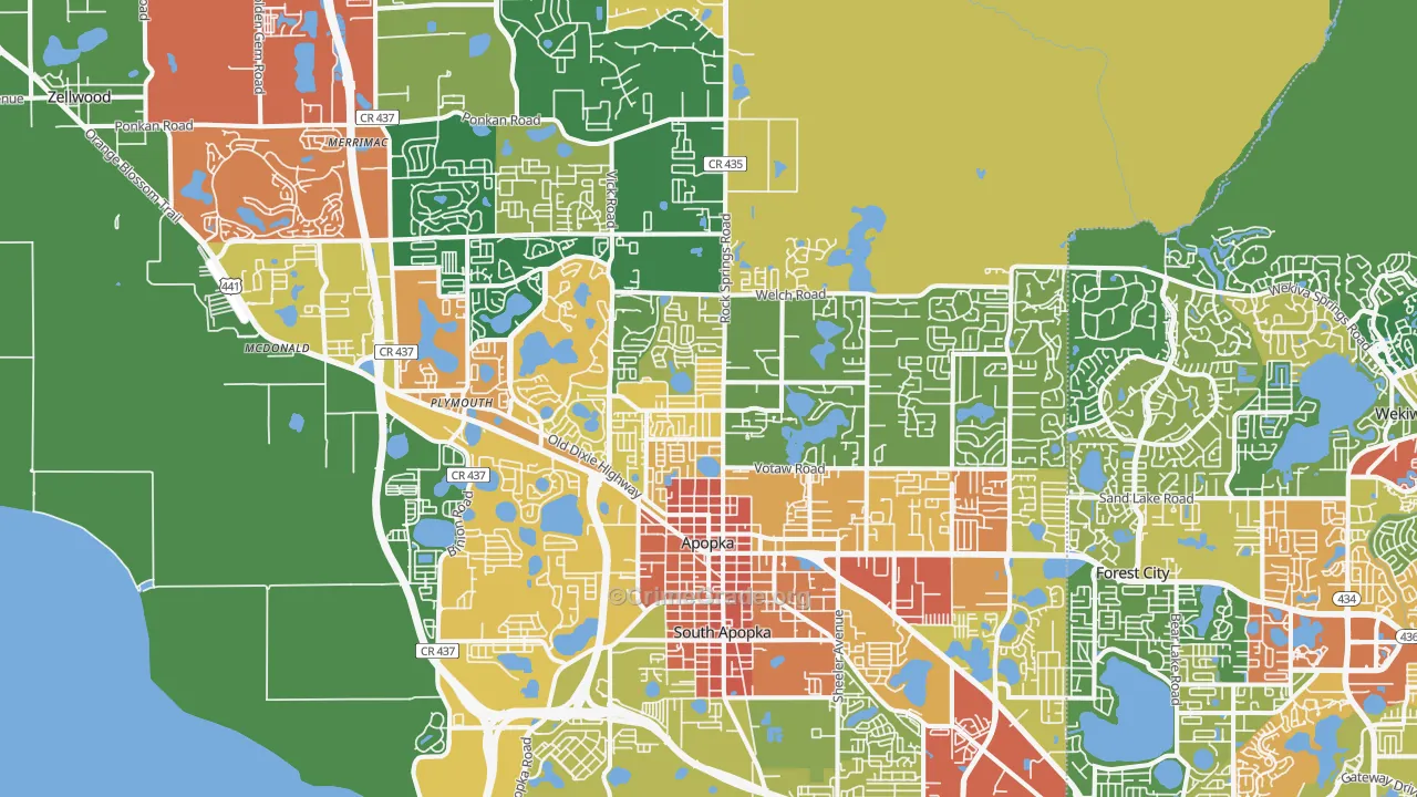 Apopka, FL Map of Robbery Rates
