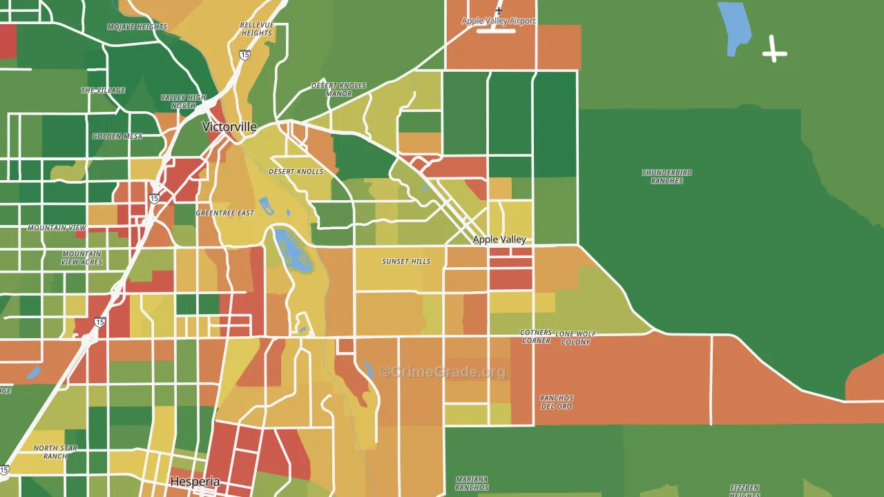 Apple Valley, CA Map of Robbery Rates