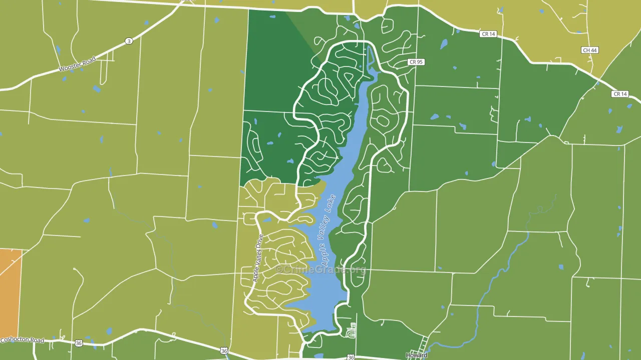 Apple Valley, OH Map of Robbery Rates