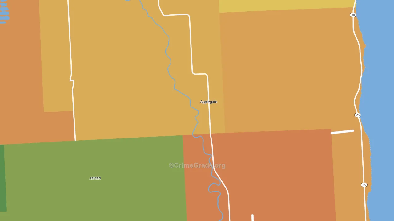 Applegate, MI Map of Robbery Rates