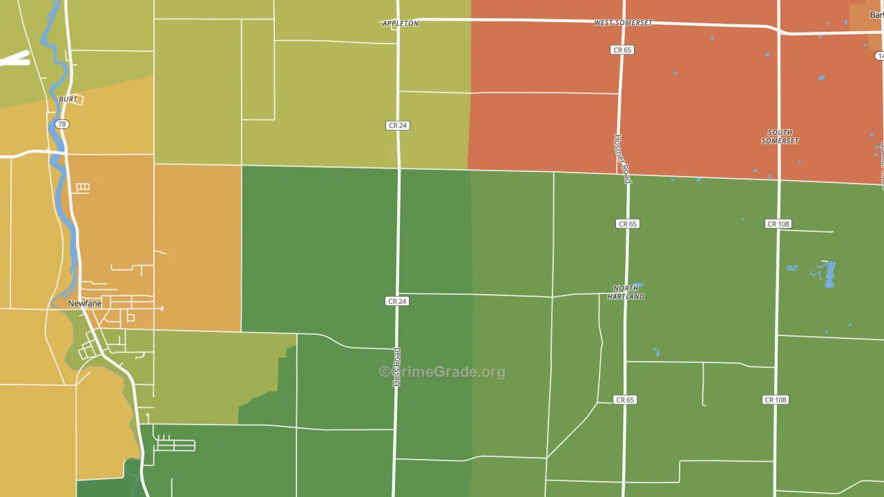 Appleton, NY Map of Robbery Rates