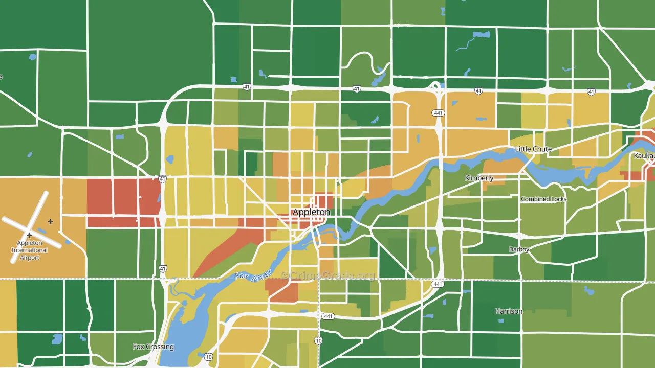 Appleton, WI Map of Robbery Rates