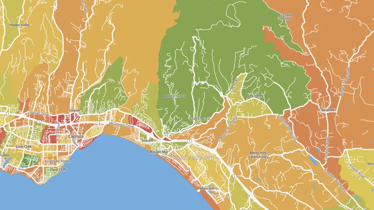 Aptos, CA Map of Robbery Rates