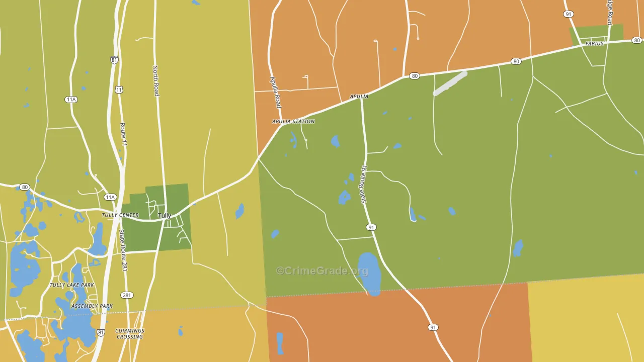 Apulia Station, NY Map of Robbery Rates