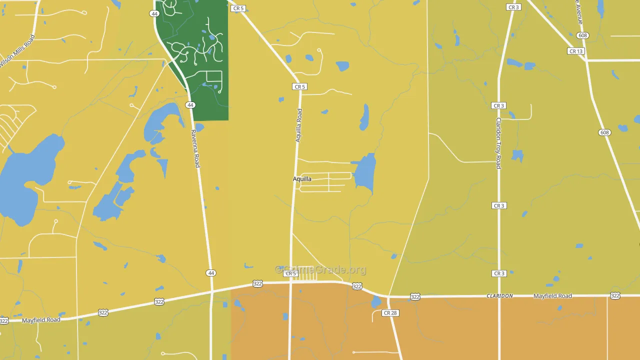 Aquilla, OH Map of Robbery Rates