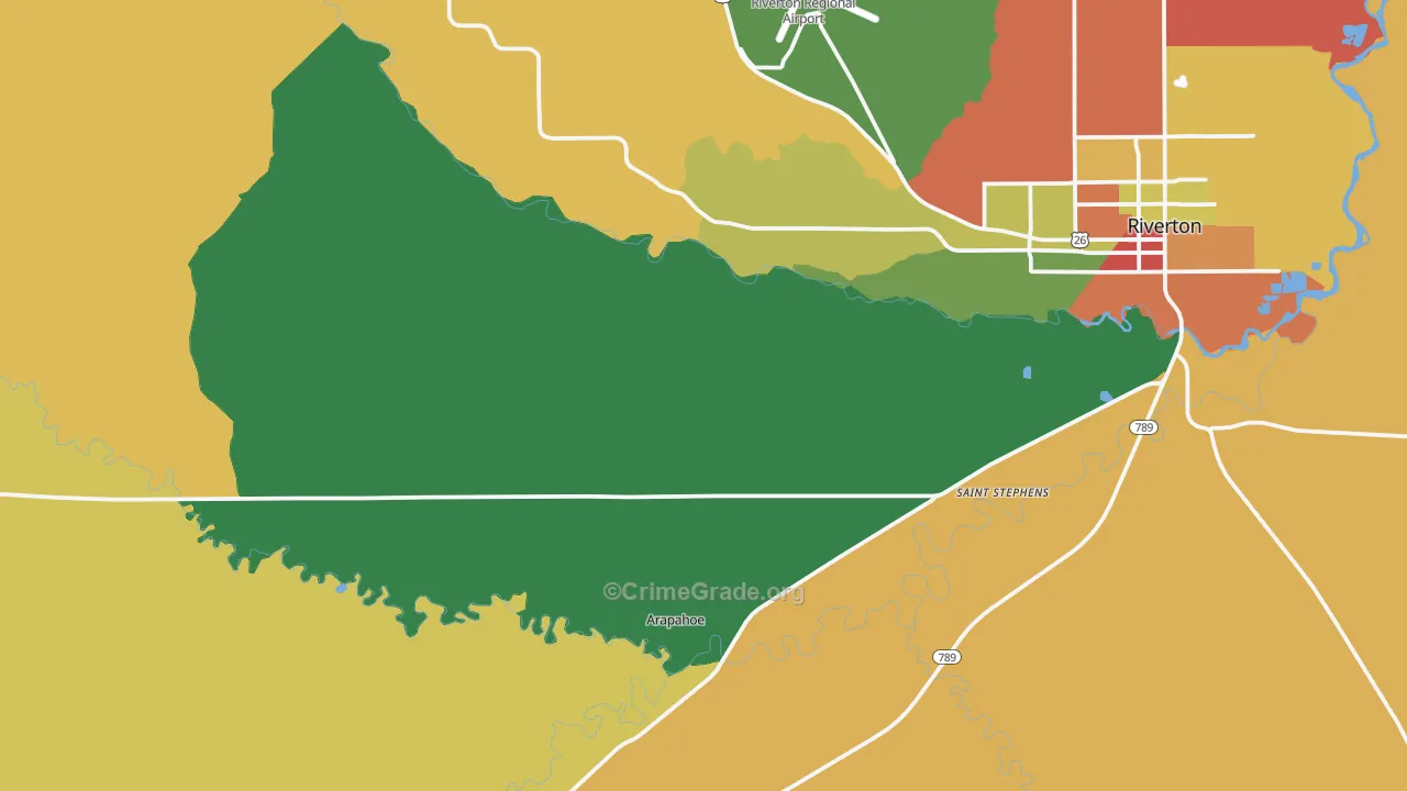 Arapahoe, WY Map of Robbery Rates