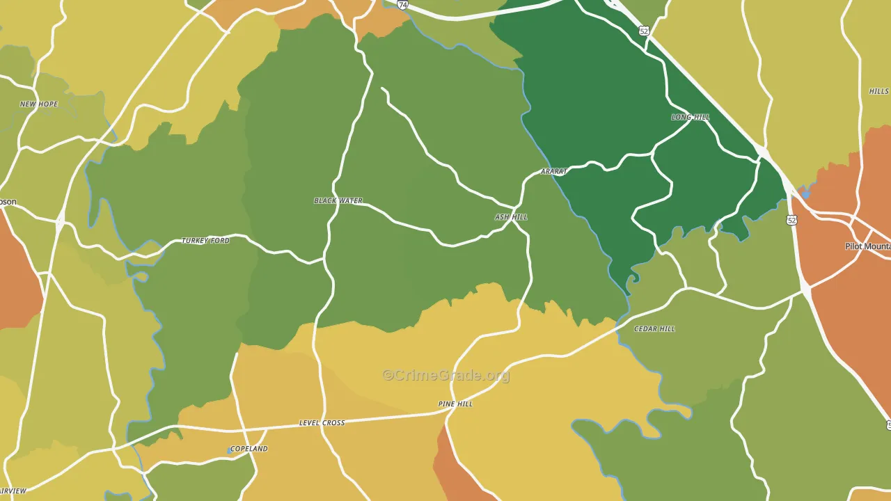 Ararat, NC Map of Robbery Rates