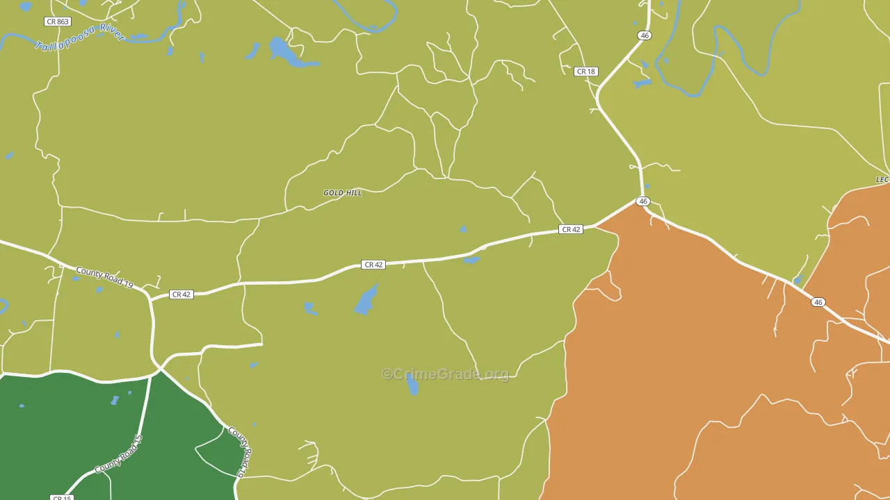 Arbacoochee, AL Map of Robbery Rates