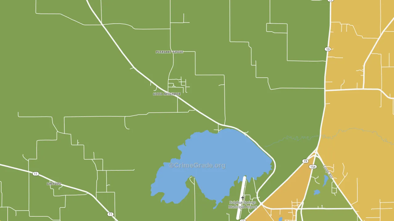 Arbala, TX Map of Robbery Rates