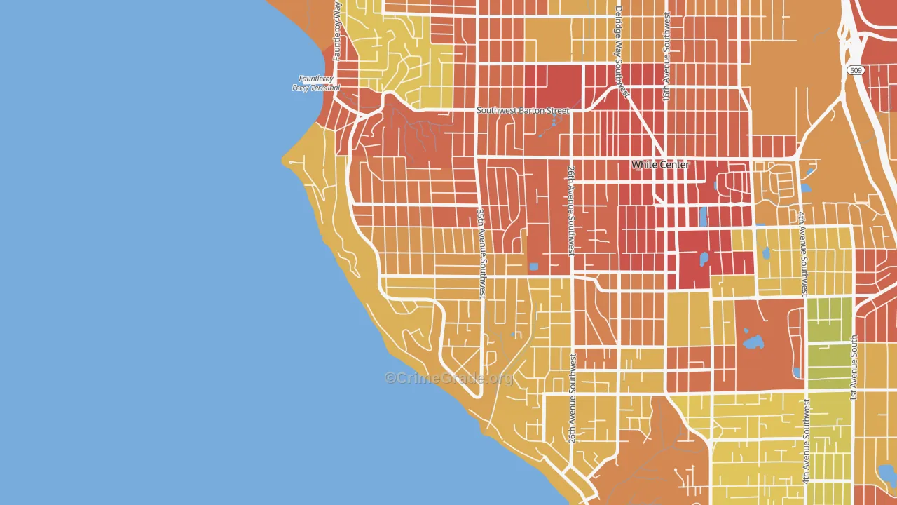 Arbor Heights, Seattle, WA Map of Robbery Rates
