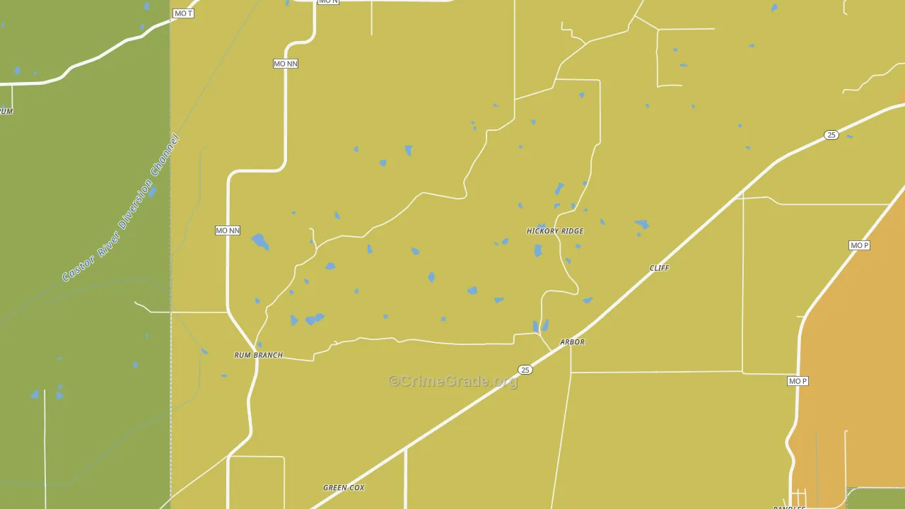 Arbor, MO Map of Robbery Rates