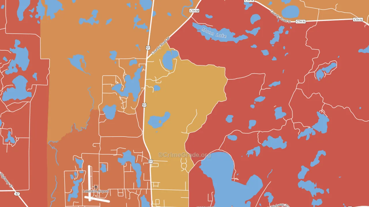 Arbor Vitae, WI Map of Robbery Rates