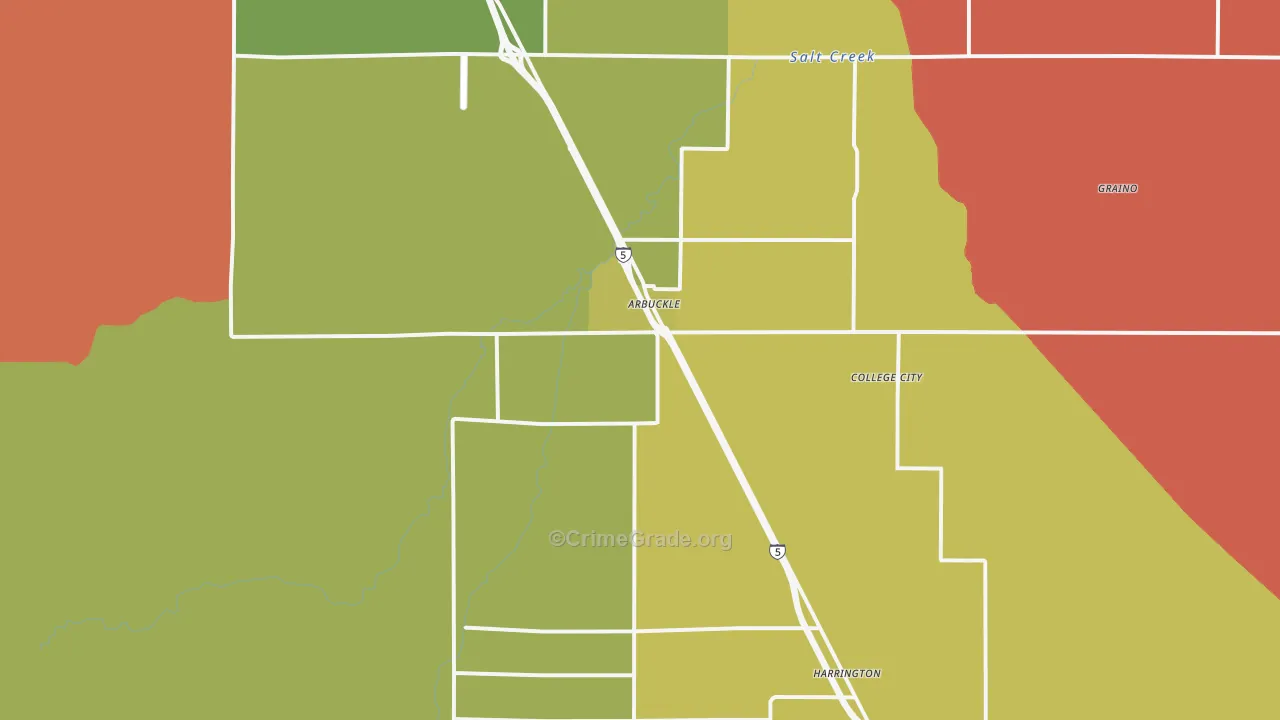 Arbuckle, CA Map of Robbery Rates