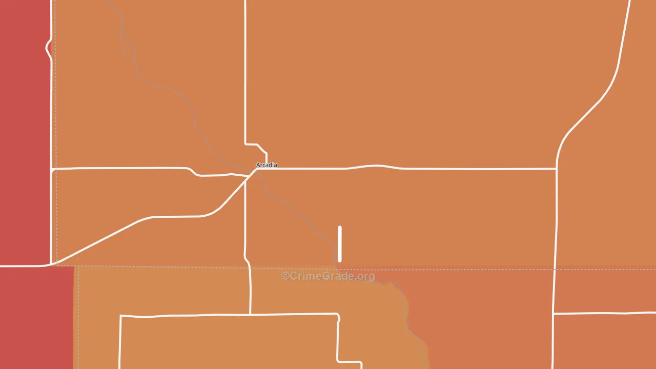 Arcadia, NE Map of Robbery Rates