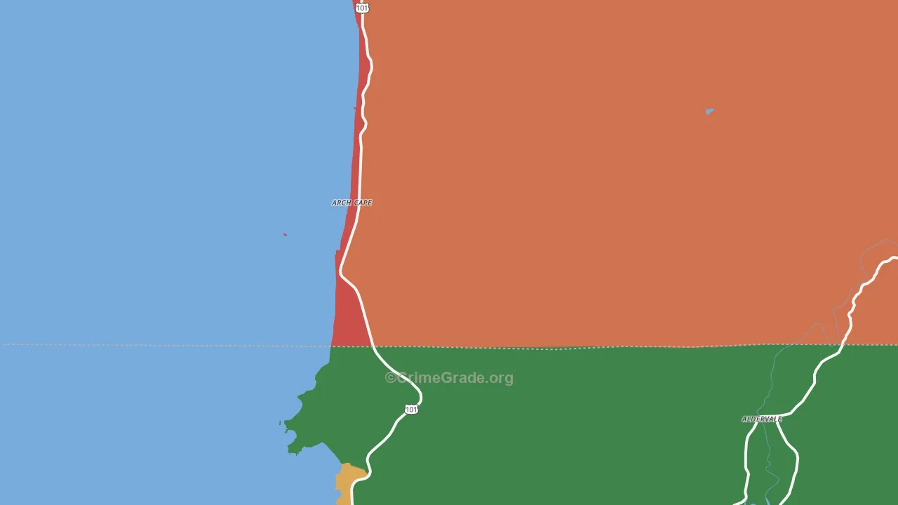 Arch Cape, OR Map of Robbery Rates