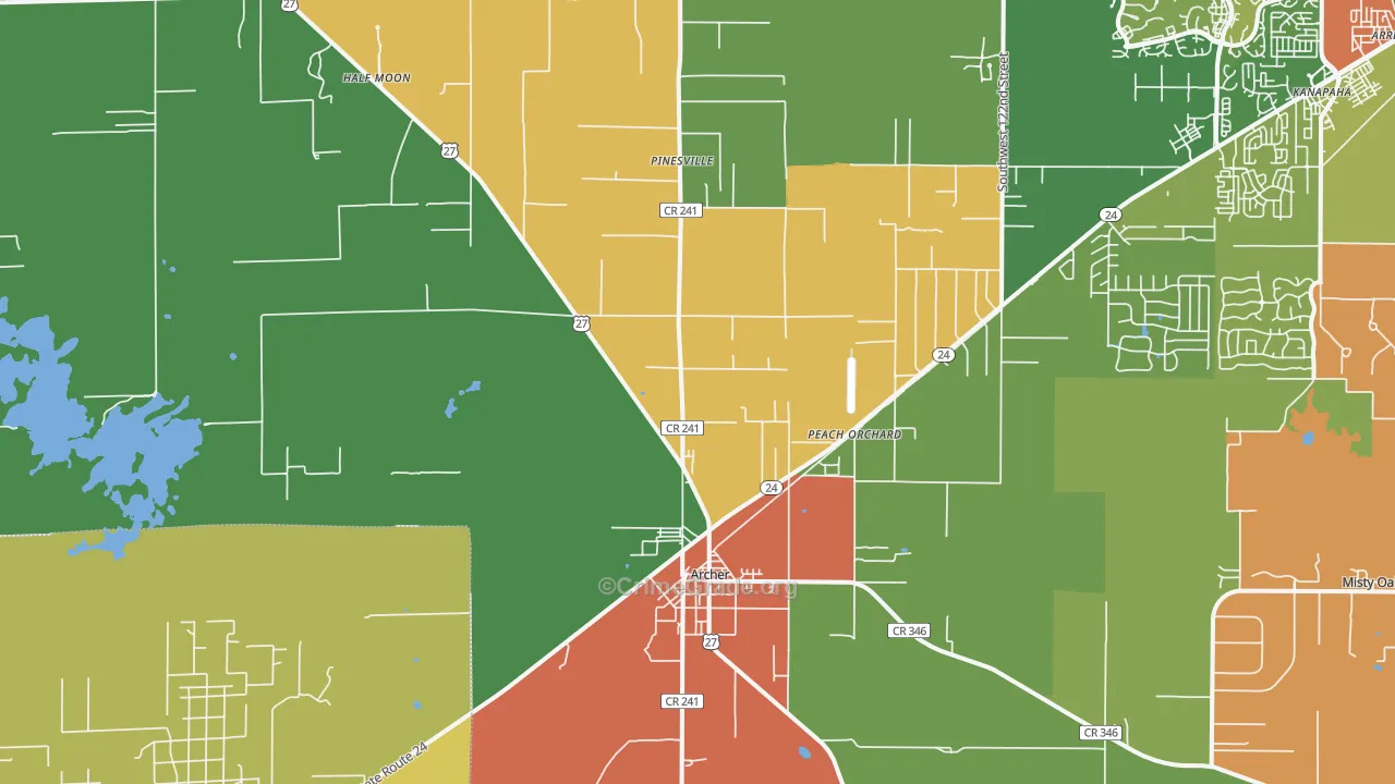 Archer, FL Map of Robbery Rates