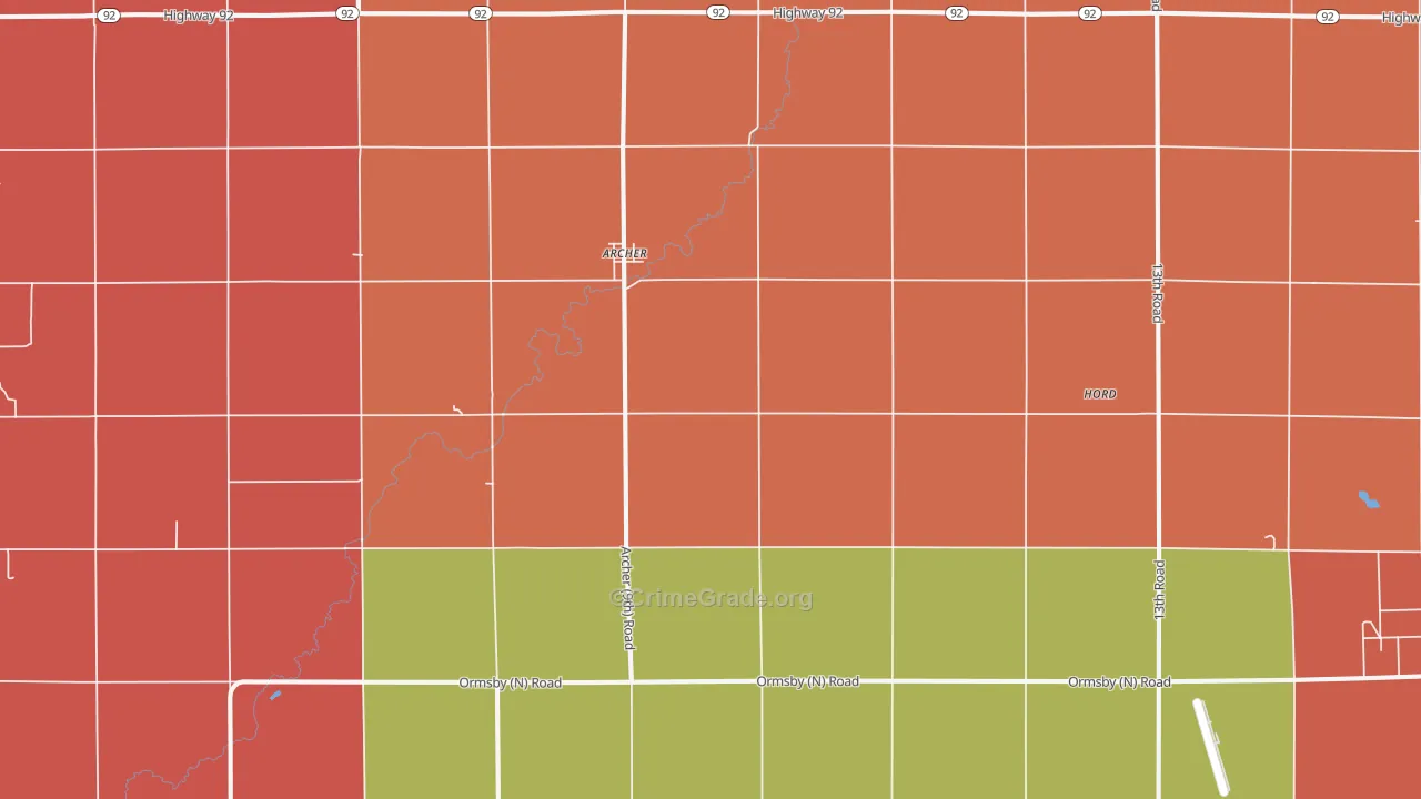 Archer, NE Map of Robbery Rates