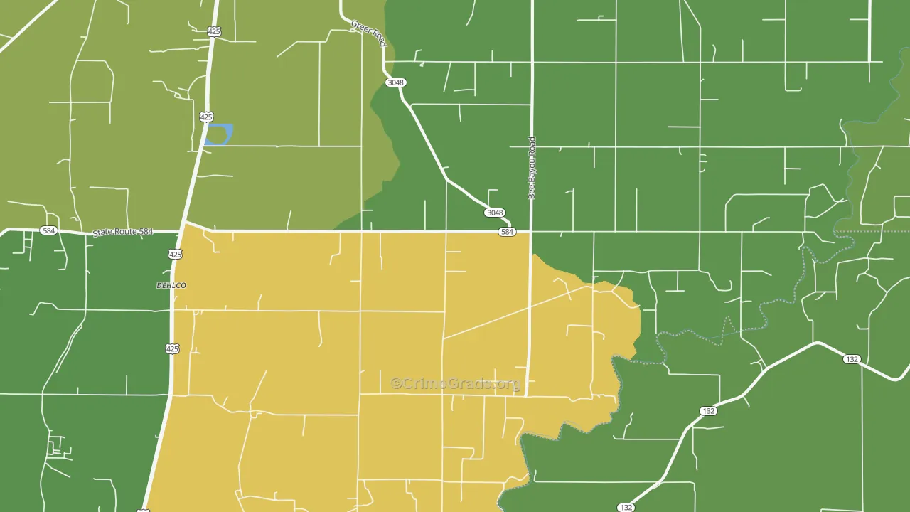 Archibald, LA Map of Robbery Rates