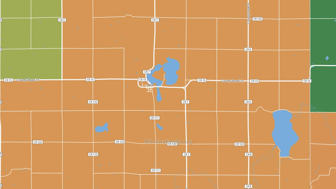 Arco, MN Map of Robbery Rates