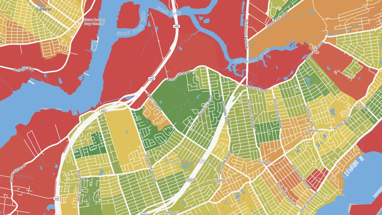 Arden Heights, Staten Island, NY Map of Robbery Rates