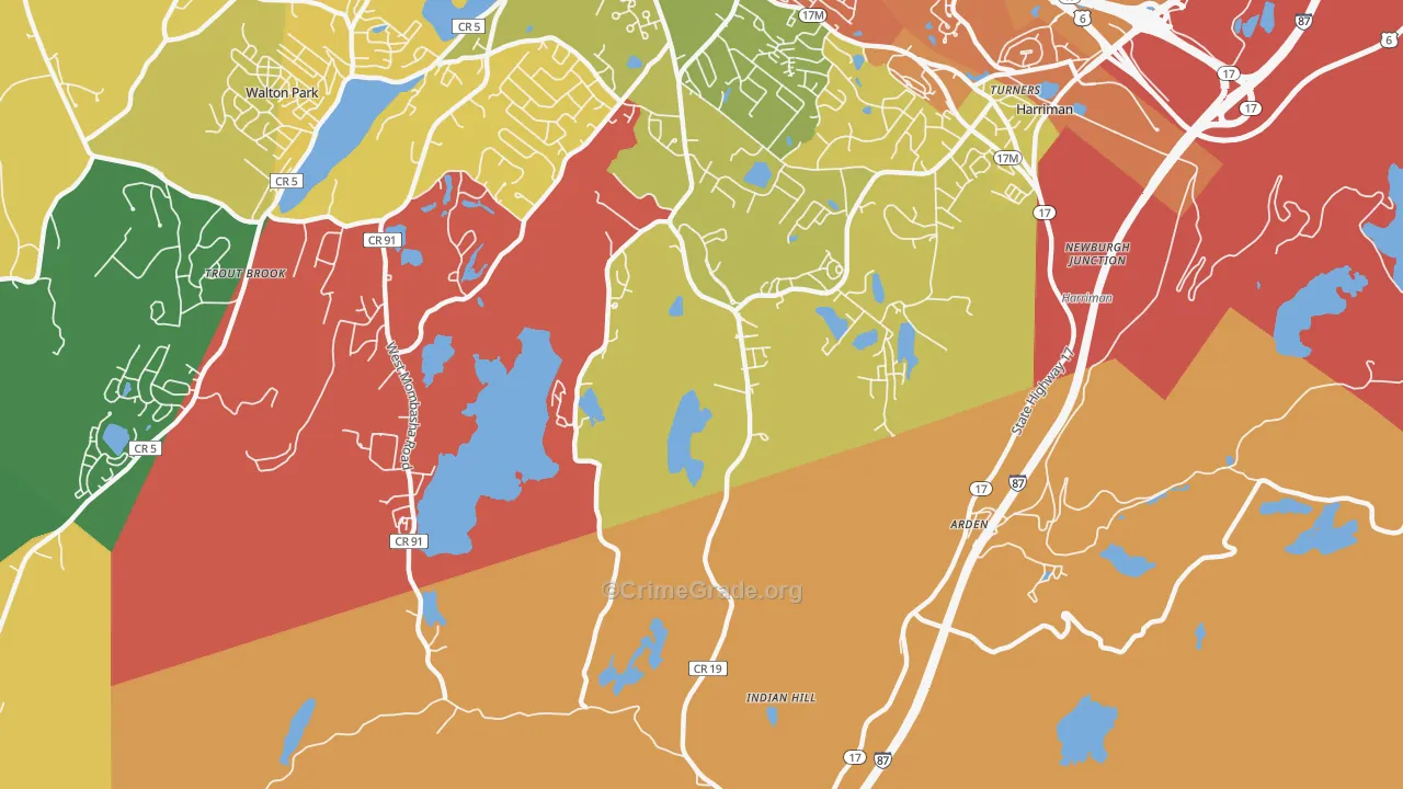 Arden, NY Map of Robbery Rates