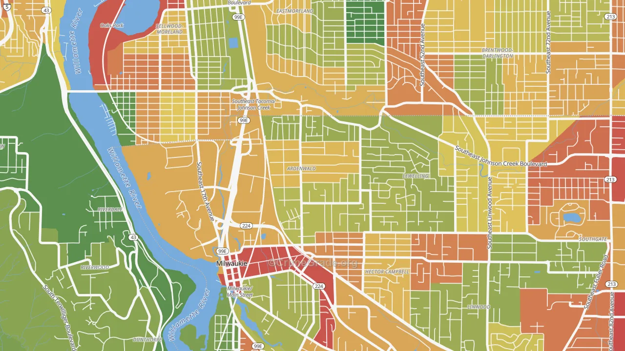 Ardenwald, Milwaukie, OR Map of Robbery Rates
