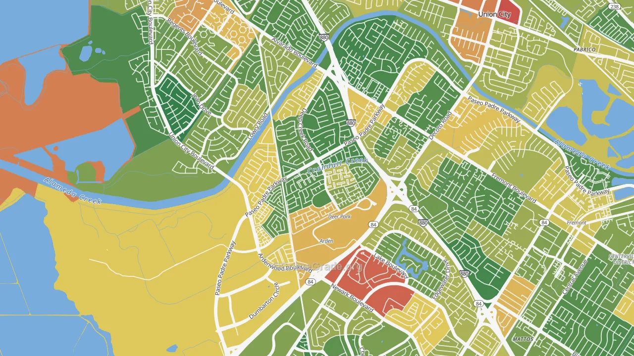 Ardenwood, Fremont, CA Map of Robbery Rates