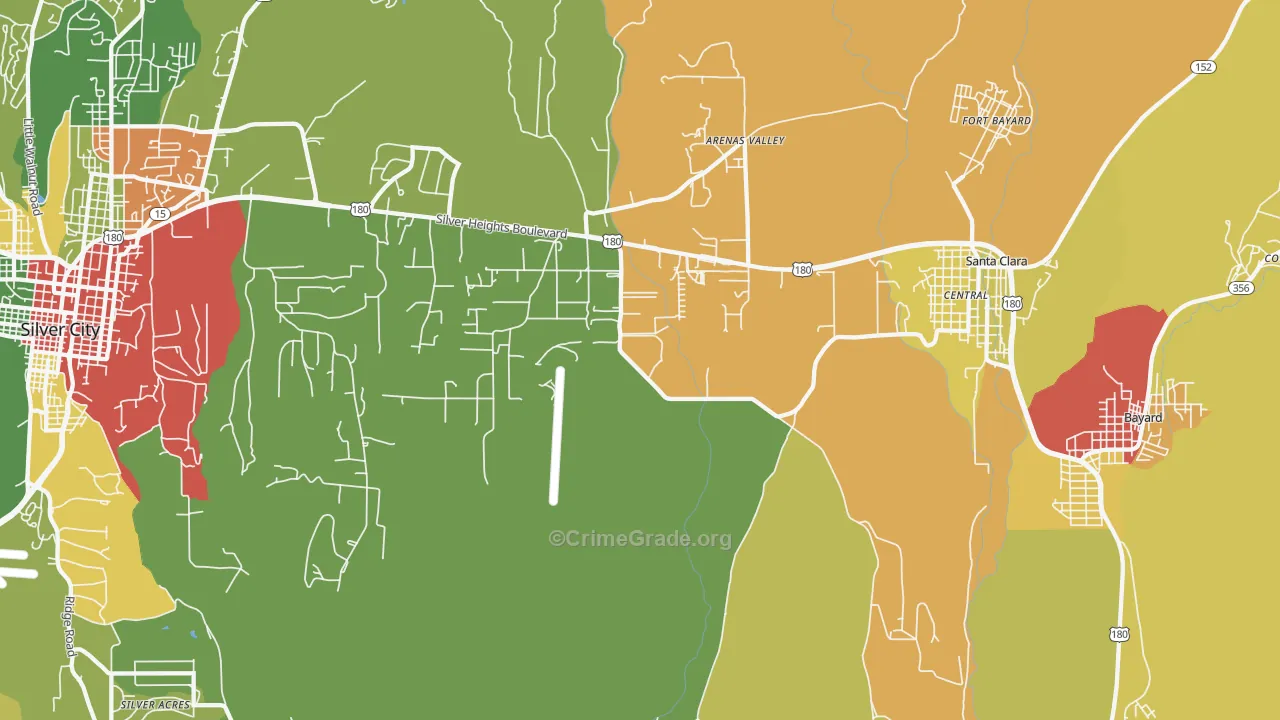 Arenas Valley, NM Map of Robbery Rates
