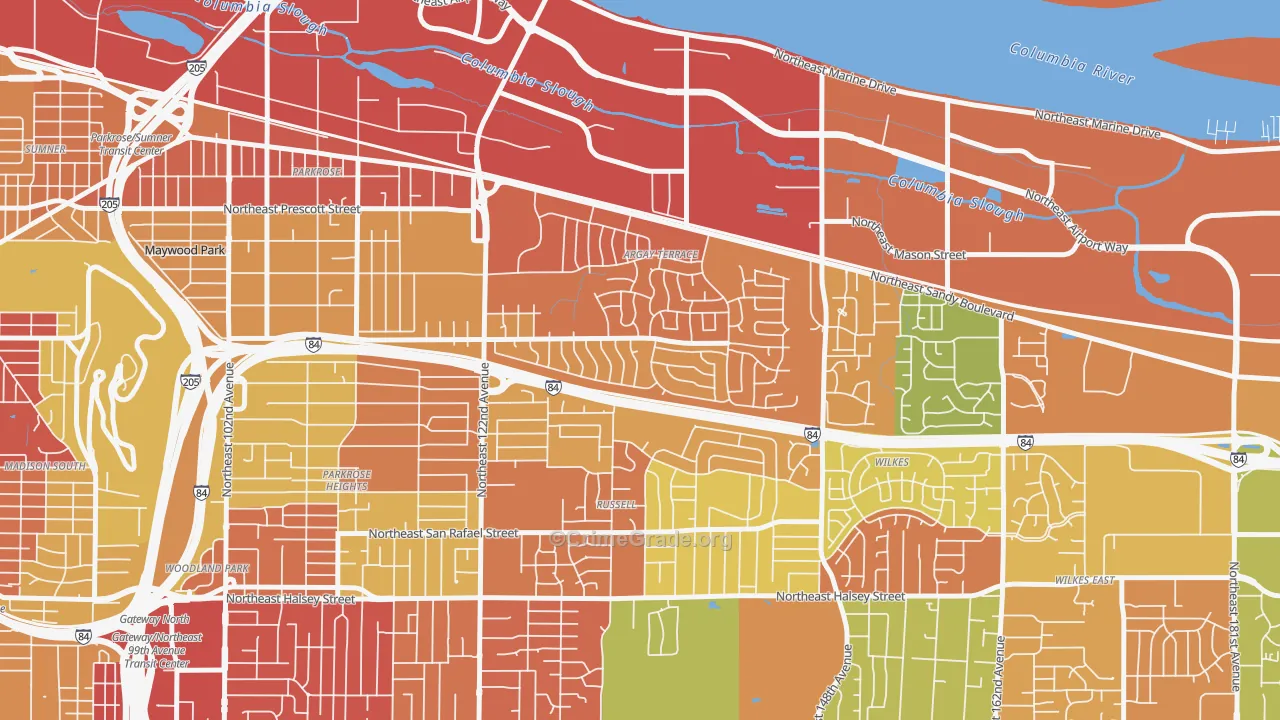 Argay, Portland, OR Map of Robbery Rates