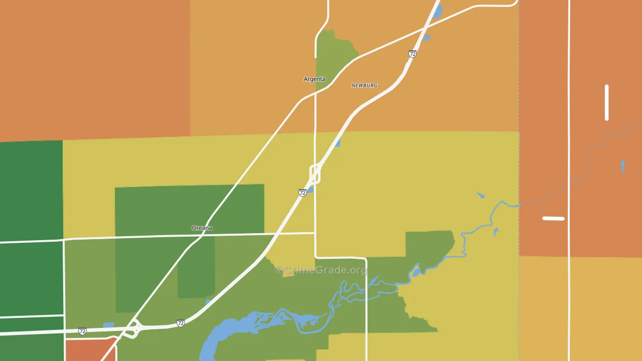 Argenta, IL Map of Robbery Rates