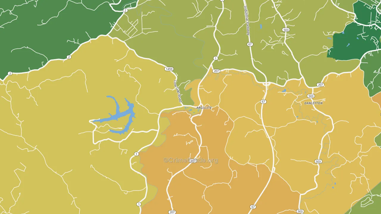Argillite, KY Map of Robbery Rates