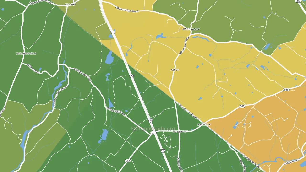Argus, PA Map of Robbery Rates