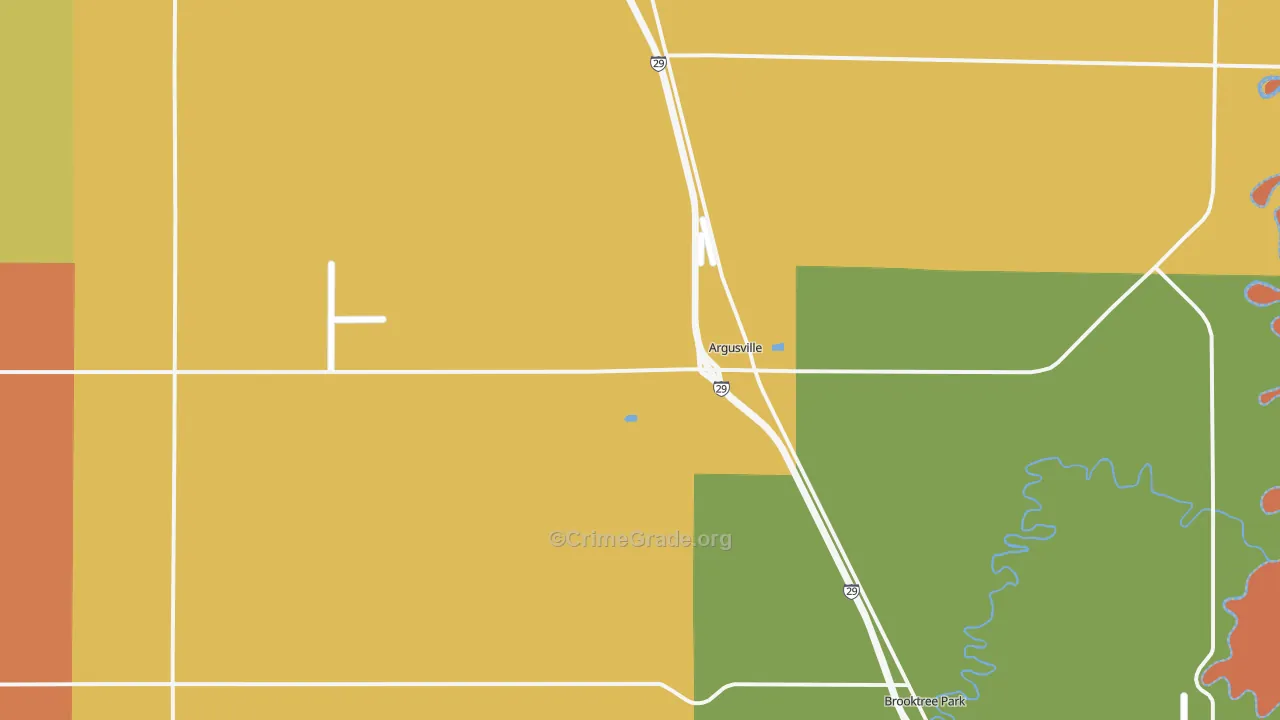 Argusville, ND Map of Robbery Rates