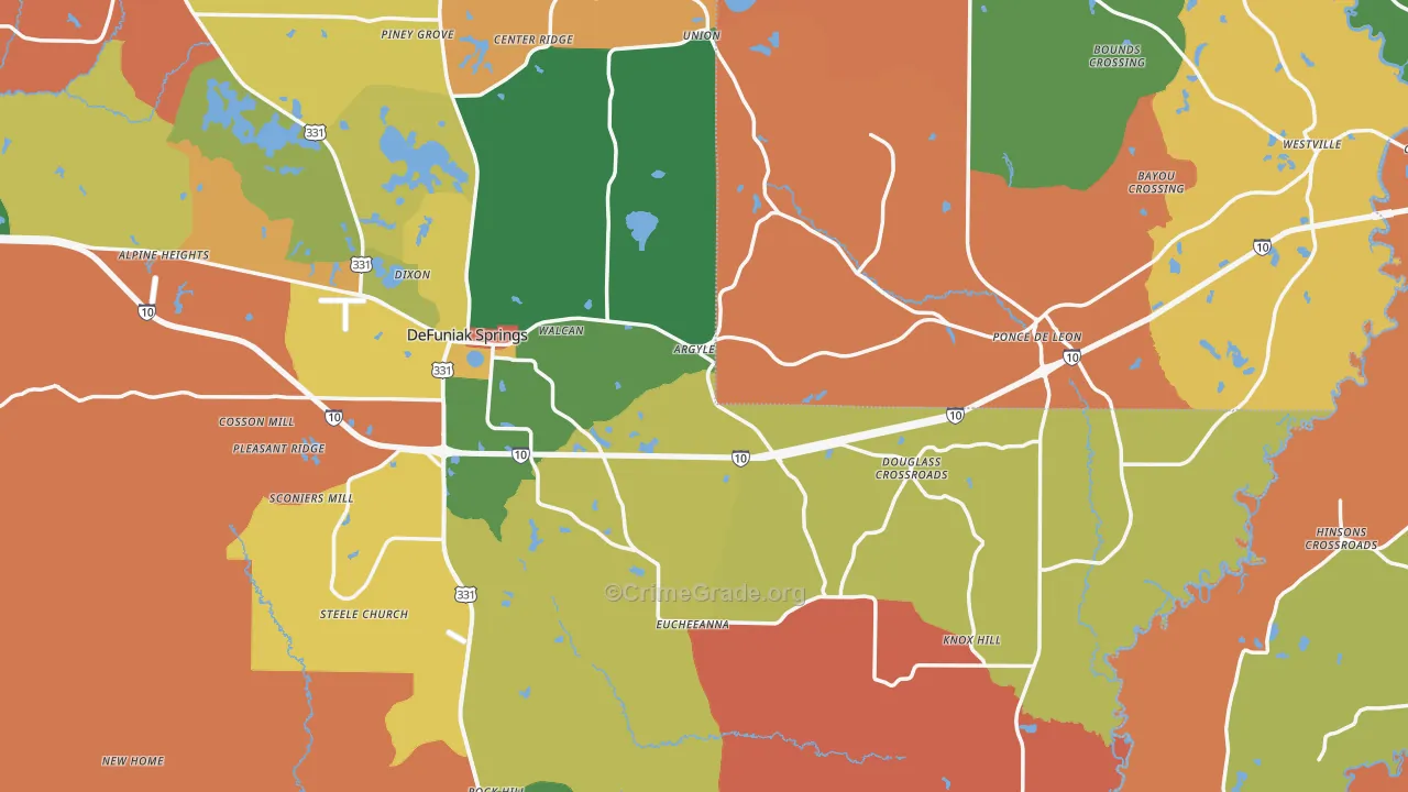 Argyle, FL Map of Robbery Rates
