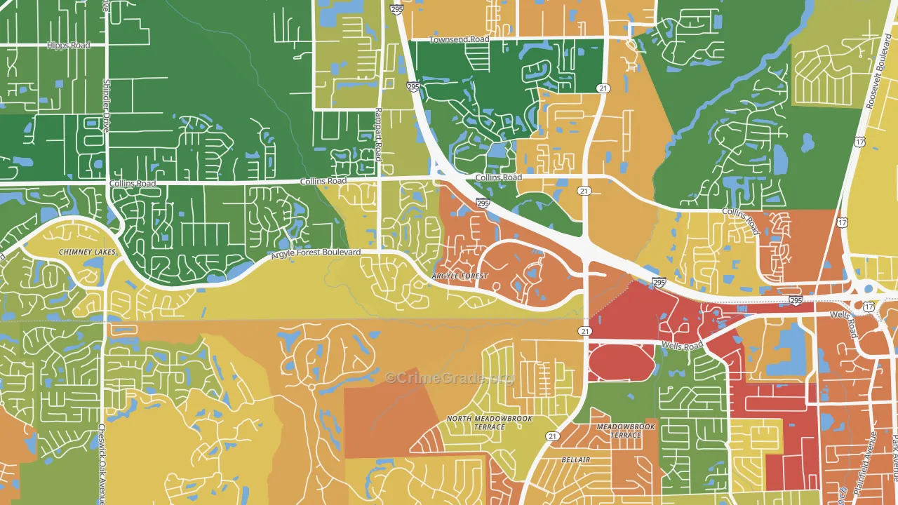Argyle Forest, Jacksonville, FL Map of Robbery Rates