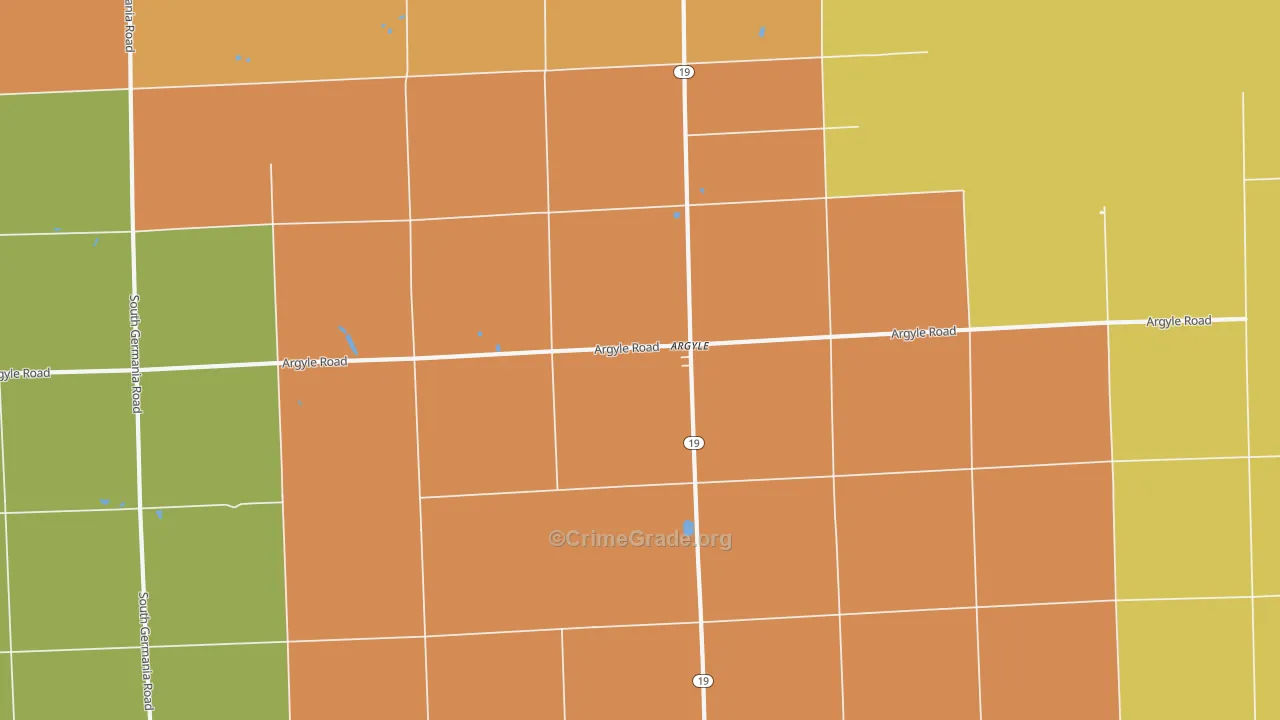 Argyle, MI Map of Robbery Rates