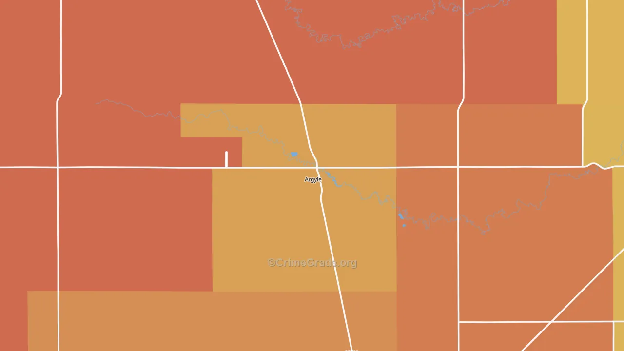 Argyle, MN Map of Robbery Rates