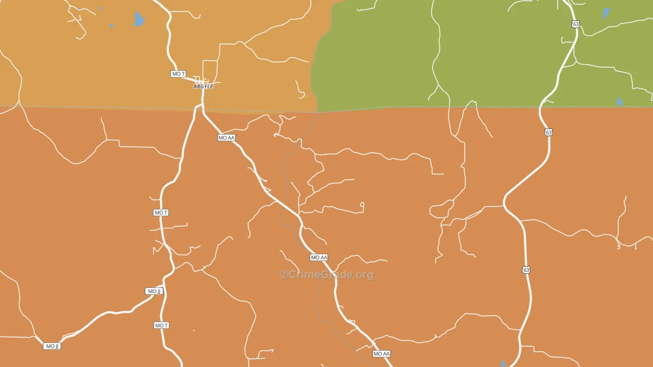 Argyle, MO Map of Robbery Rates