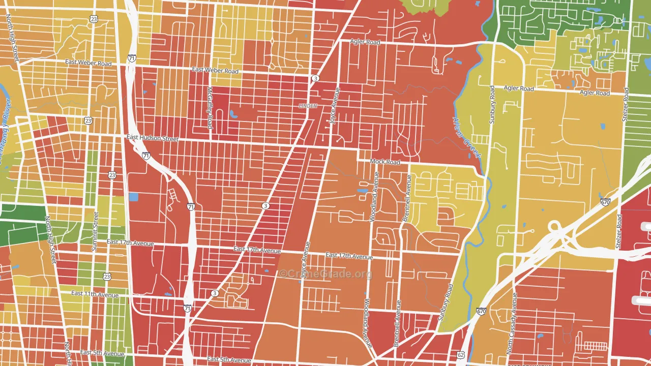 Argyle Park, Columbus, OH Map of Robbery Rates