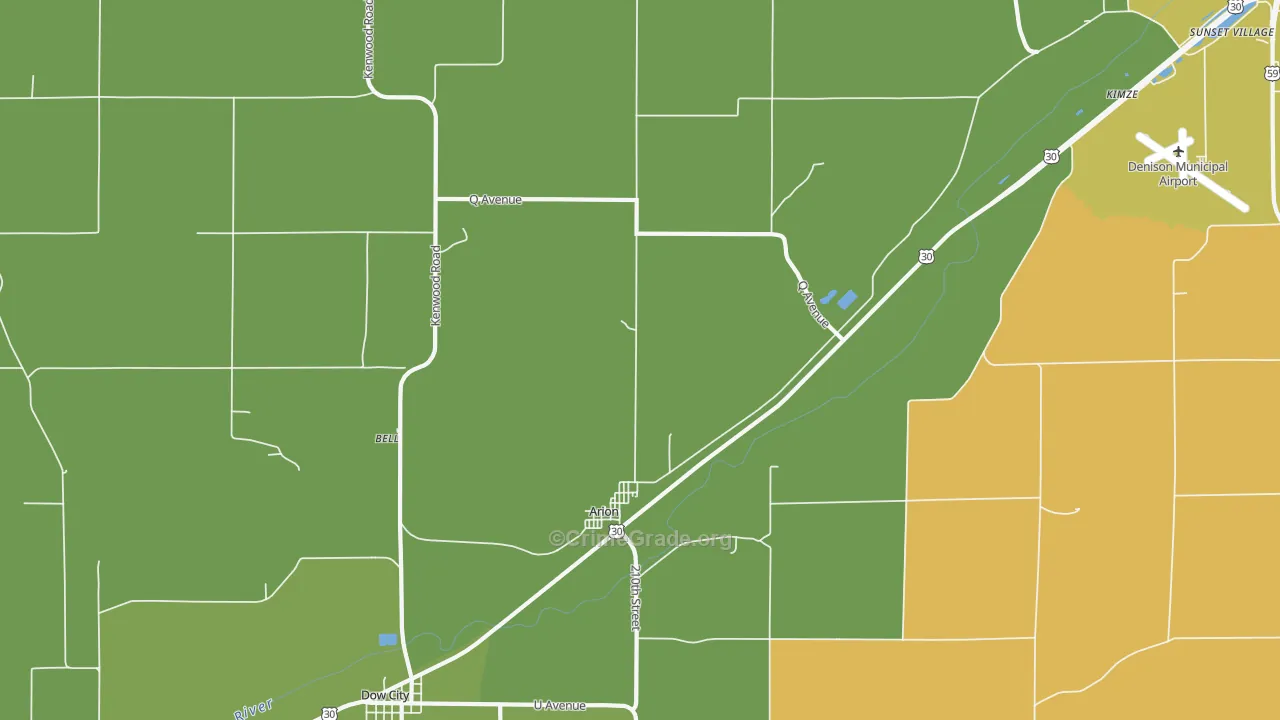 Arion, IA Map of Robbery Rates