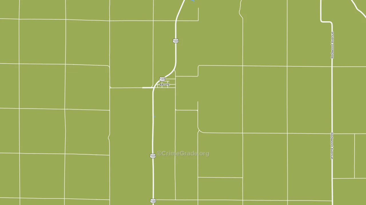 Arispe, IA Map of Robbery Rates