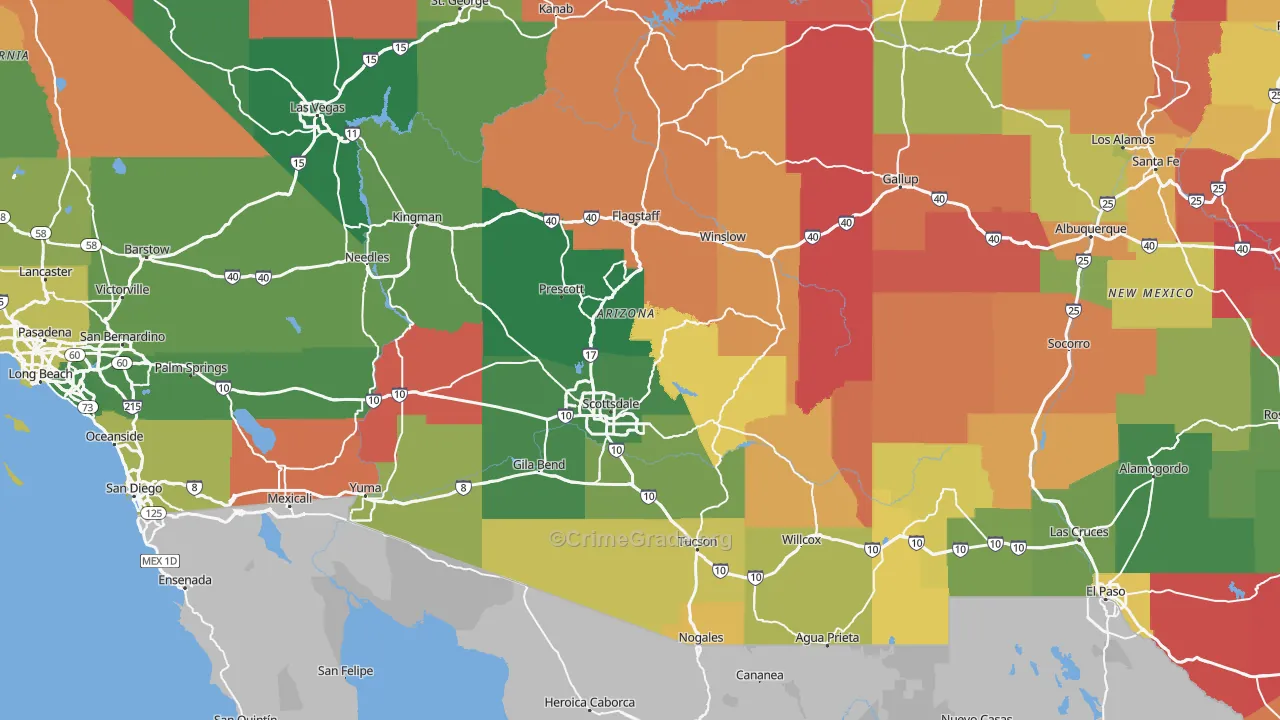 Arizona Map of Robbery Rates