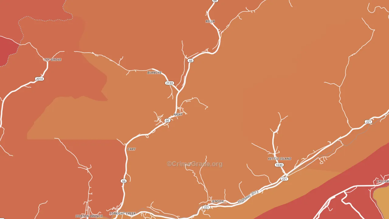 Arjay, KY Map of Robbery Rates