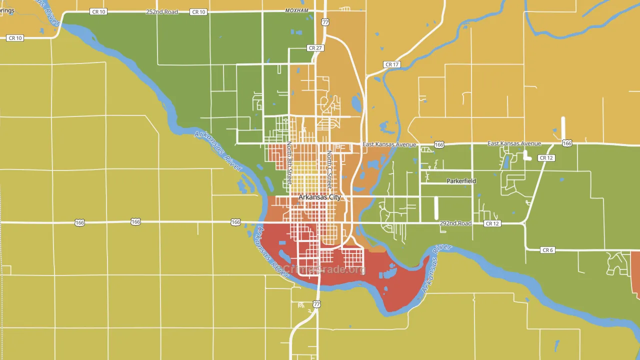 Arkansas City, KS Map of Robbery Rates