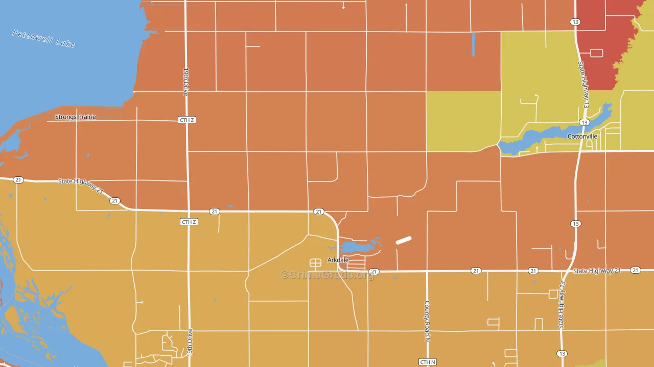 Arkdale, WI Map of Robbery Rates