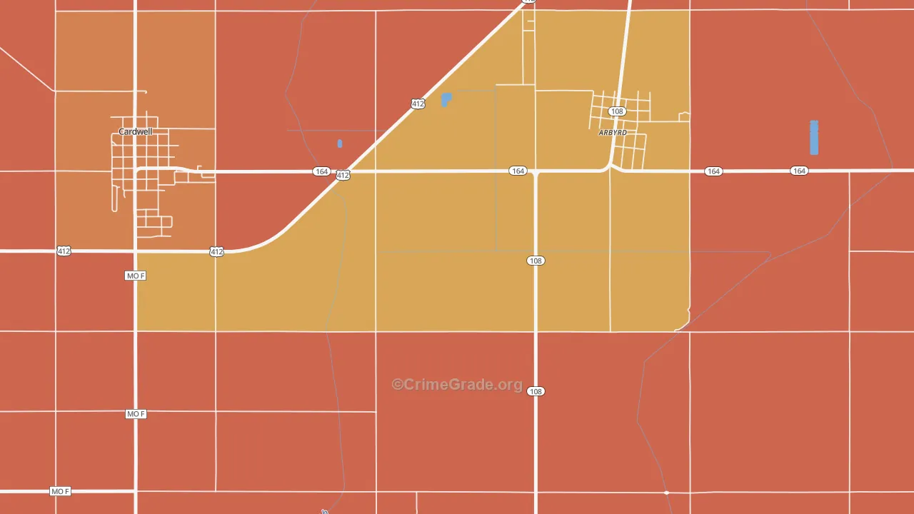 Arkmo, MO Map of Robbery Rates