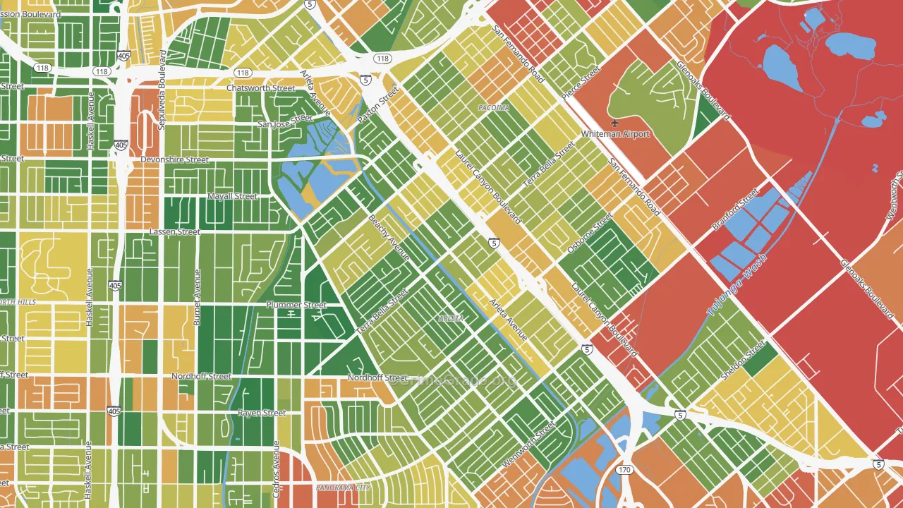 Arleta, Pacoima, CA Map of Robbery Rates