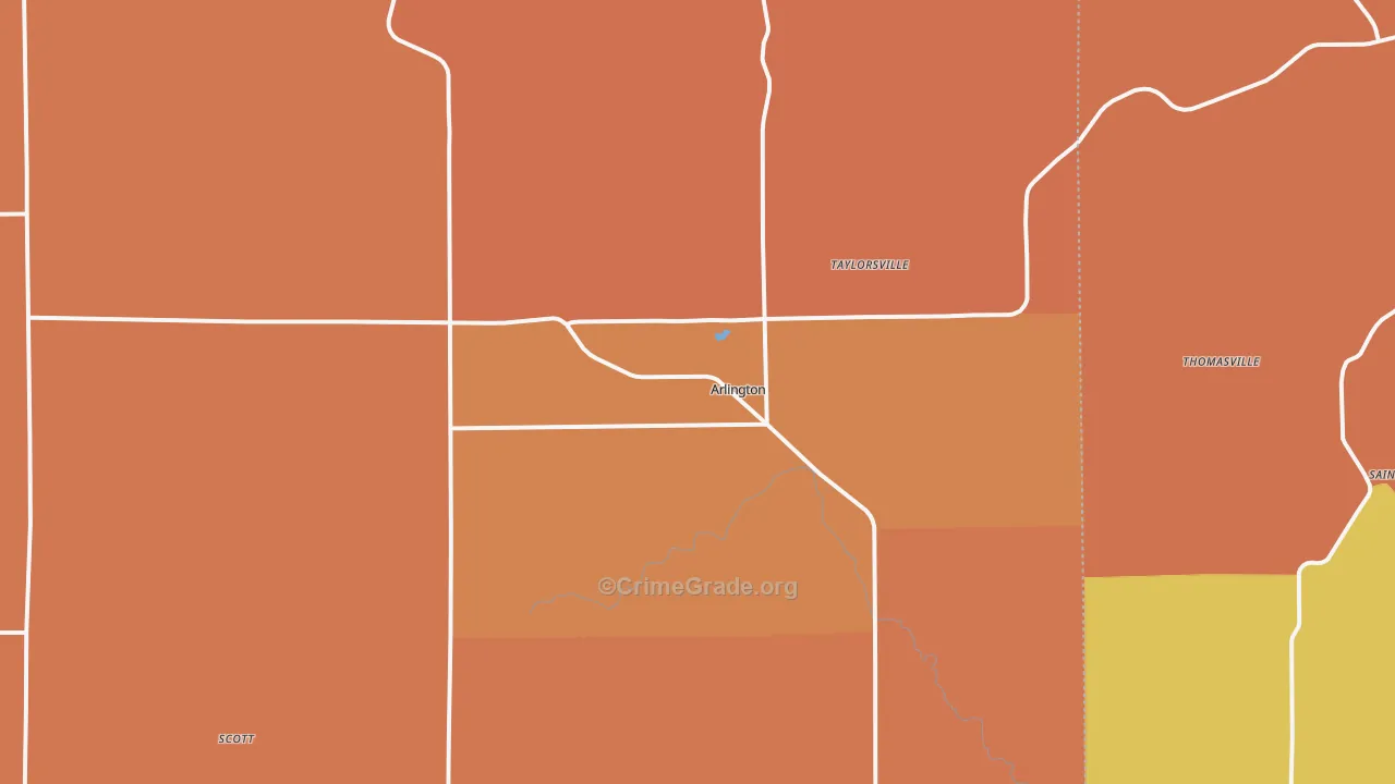 Arlington, IA Map of Robbery Rates
