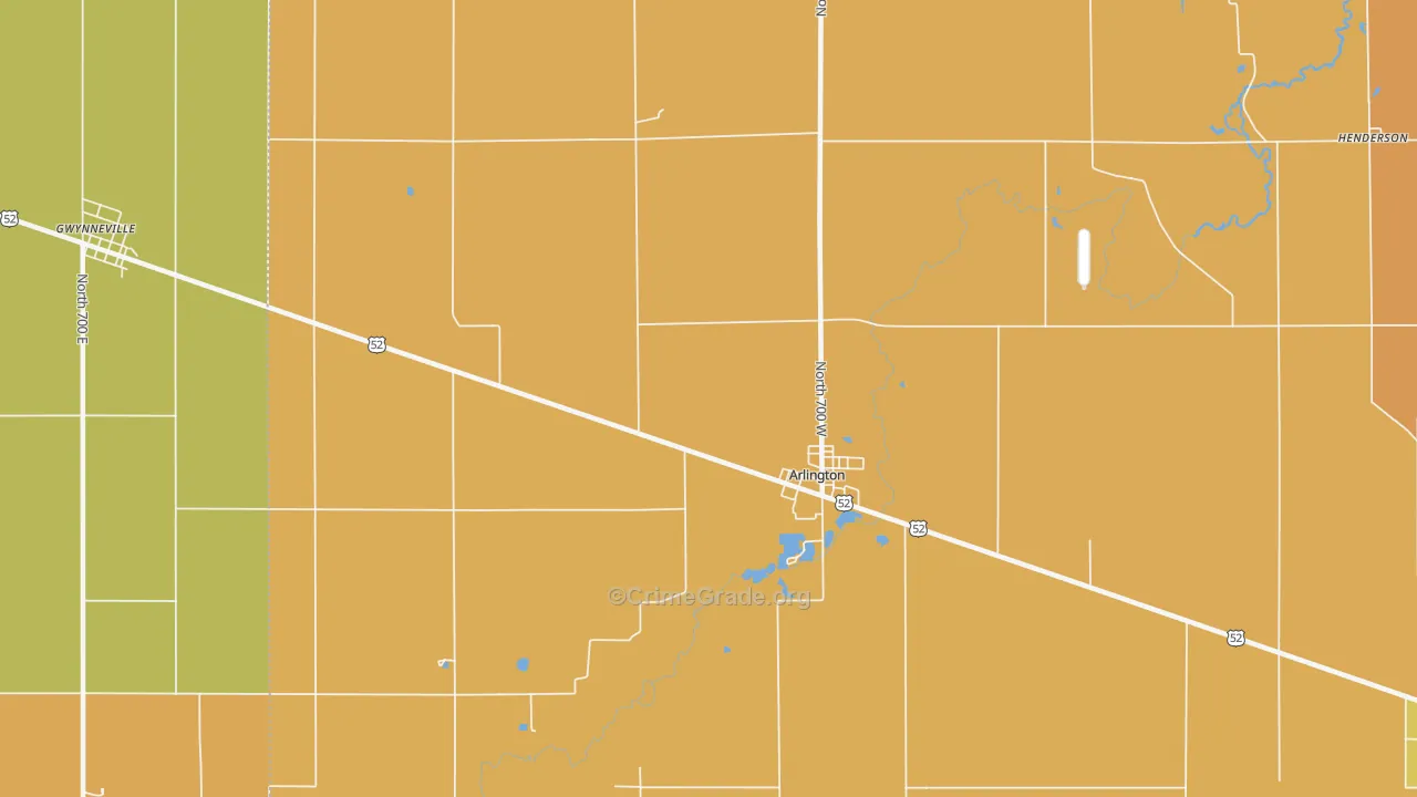 Arlington, IN Map of Robbery Rates